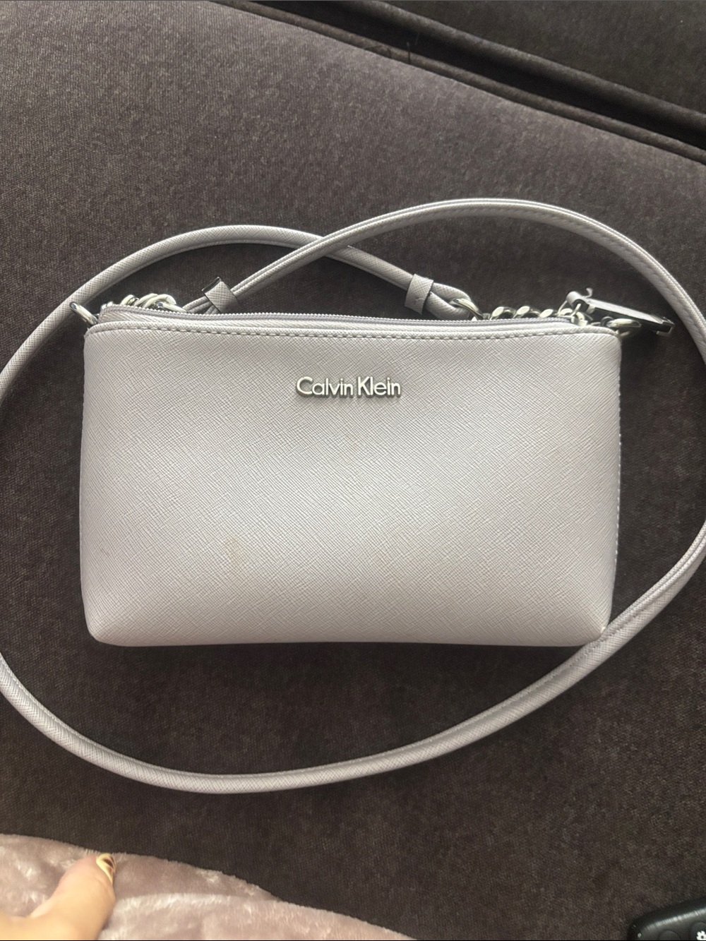 Calvin Klein Light grey lilac Saffiano Crossbody Bag - Picture 3 of 3